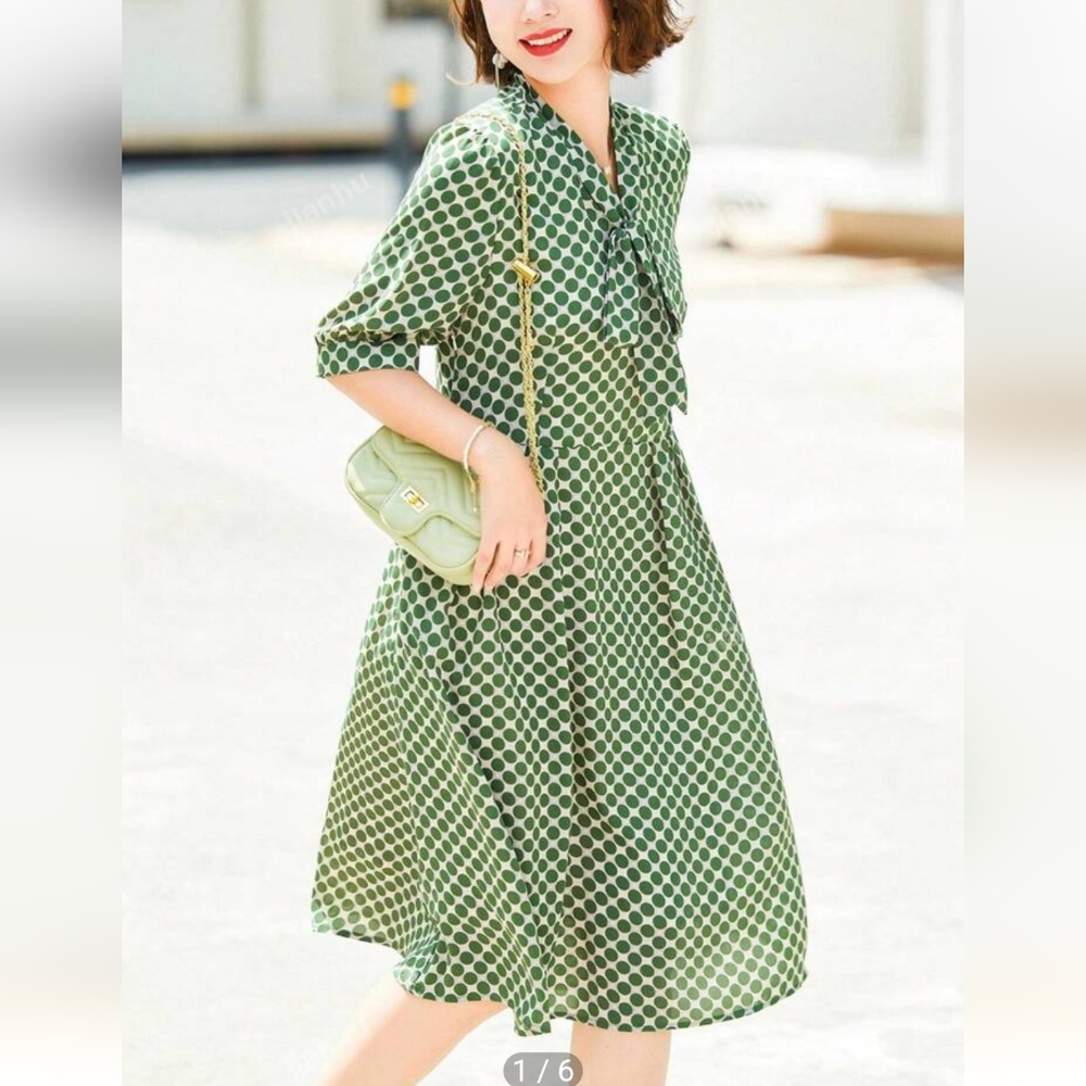 Green Neck Tie Midi Skirts with Pockets